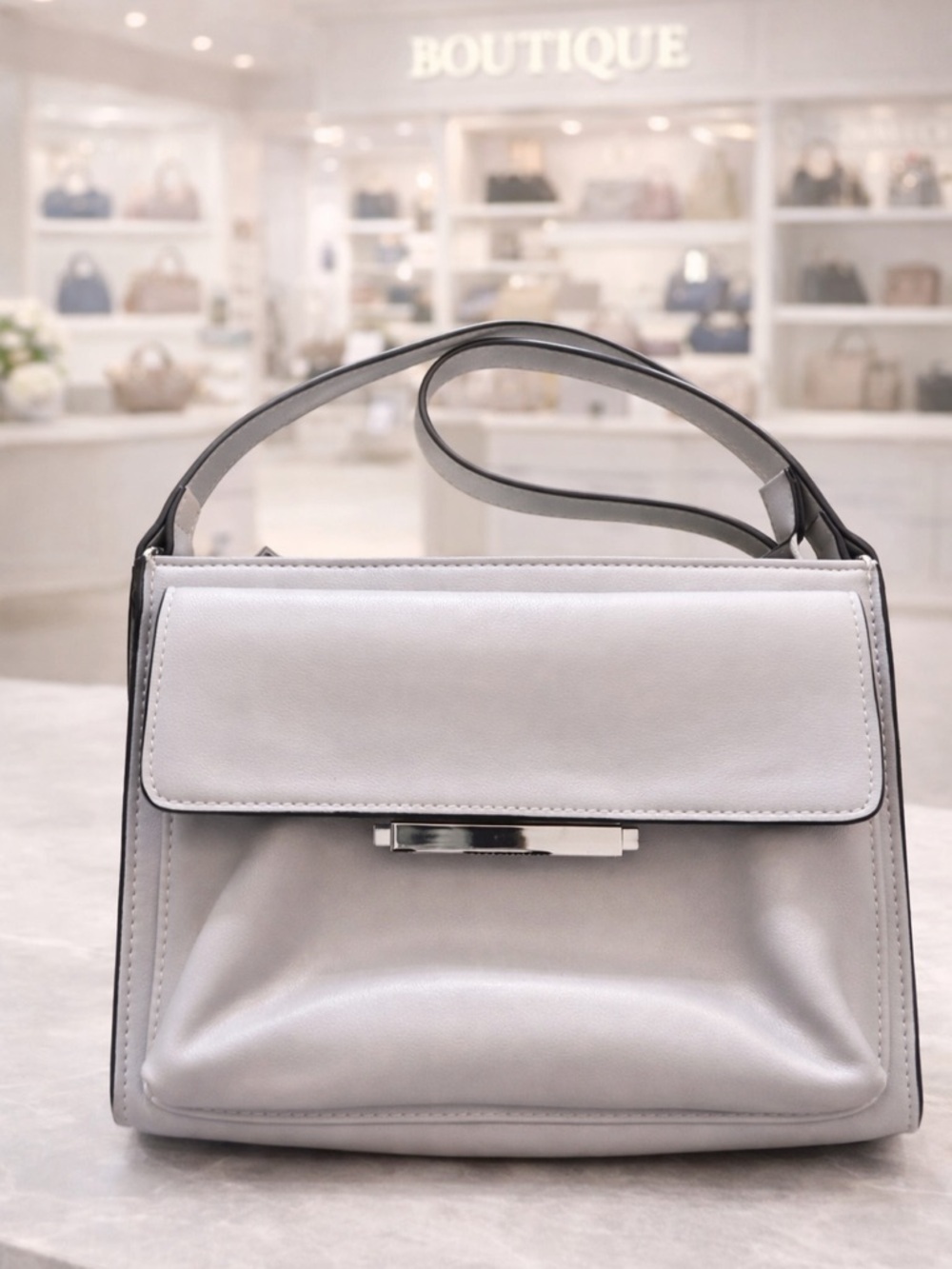 French Connection Gray Crossbody Shoulder Bag Minimalist Chic - Picture 2 of 6